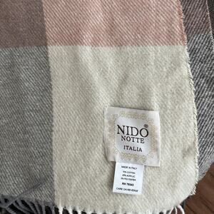 Nido Notte Italian Plaid Blanket Red/Burgundy/Beige Fringe Soft & Stylish